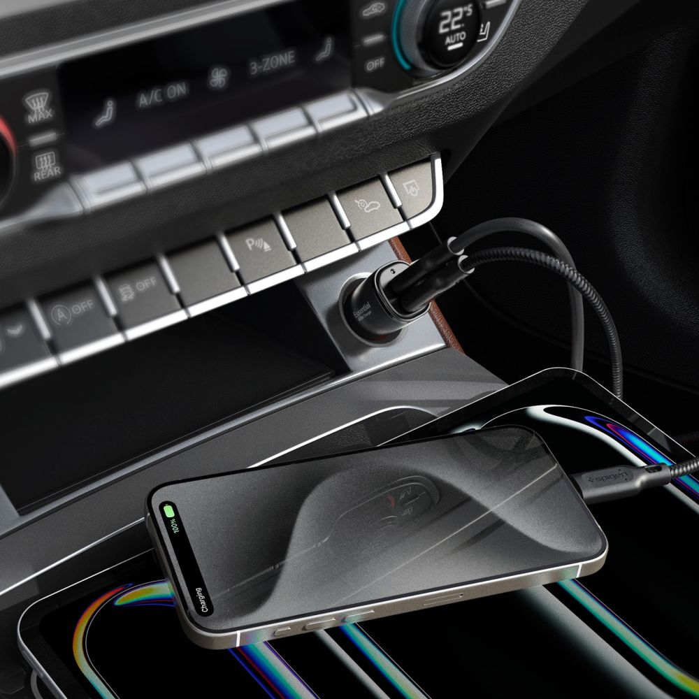 Spigen EV502 Arcstation Essential Φορτιστής Αυτοκινήτου Γρήγορης Φόρτισης 50W με 2 Θύρες Type -C - Black