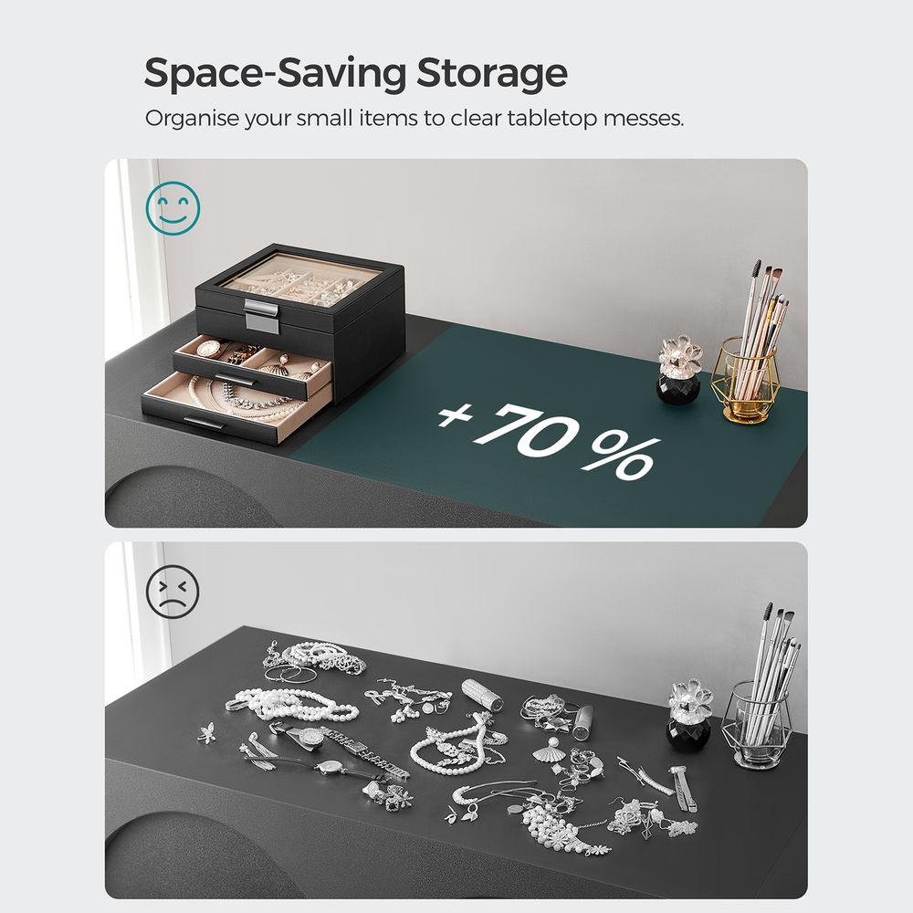 Songmics Κουτί Αποθήκευσης Κοσμημάτων με 3 Επίπεδα - Black - JBC239BK