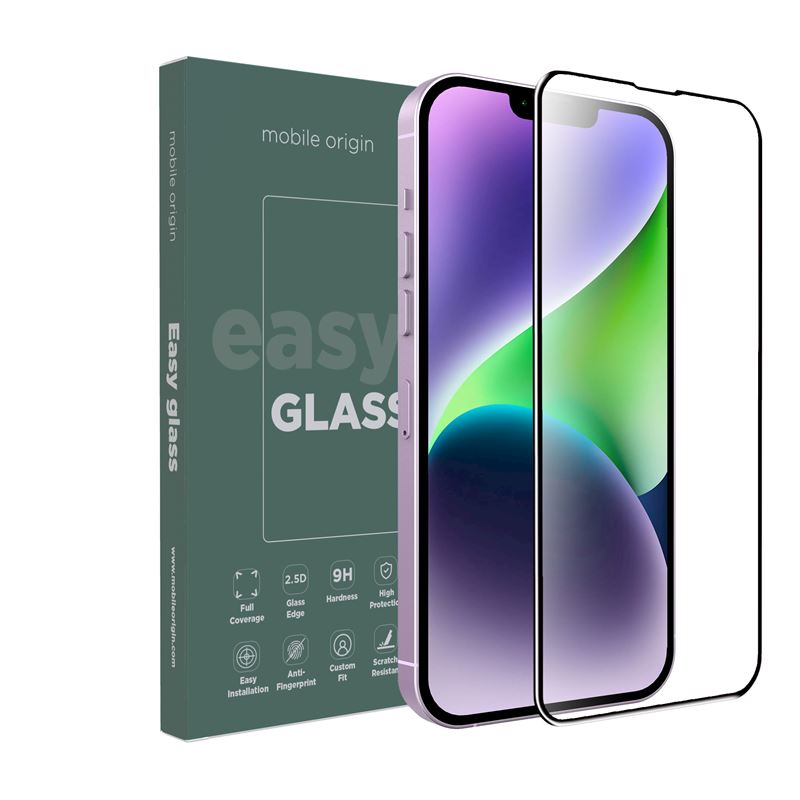 Mobile Origin iPhone 14 Plus / iPhone 13 Pro Max EasyGlass Case Friendly 9H Full Screen Full Glue Tempered Glass Αντιχαρακτικό Γυαλί Οθόνης - Black