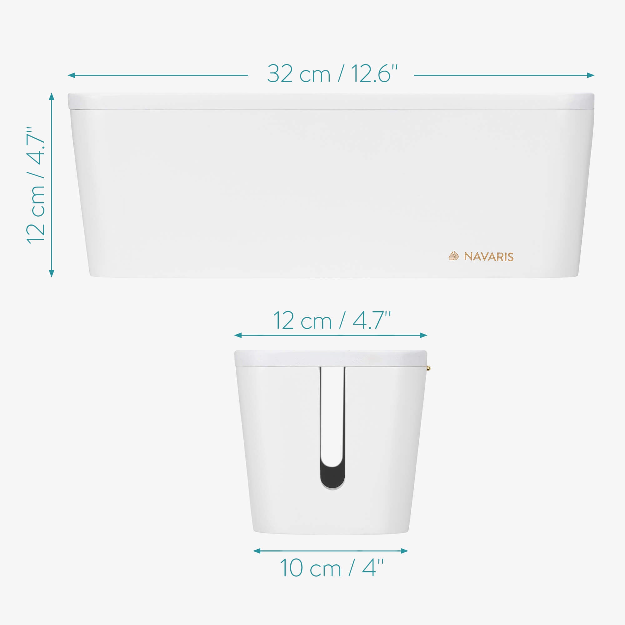 Navaris Ξύλινο Κουτί Οργάνωσης Καλωδίων με Καπάκι - White - 52804.02