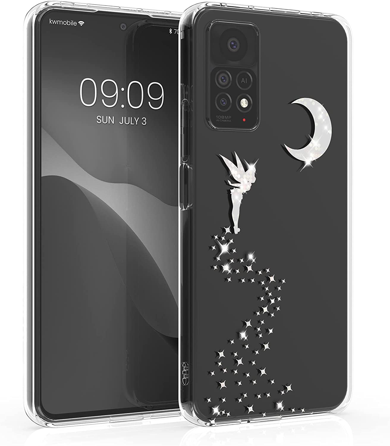 KW Xiaomi Redmi Note 11 Pro / Note 11 Pro 5G Σκληρή Θήκη με Πλαίσιο Σιλικόνης - Design Fairy Glitter - Διάφανη - Silver - 57379.02
