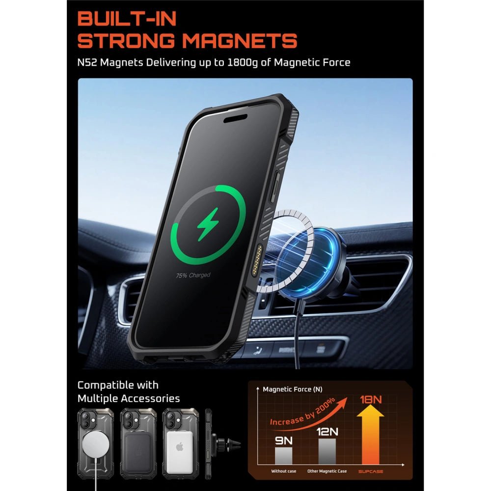 Supcase iPhone 17 - UB Grip Mag - Σκληρή Θήκη με MagSafe και Stand - Black