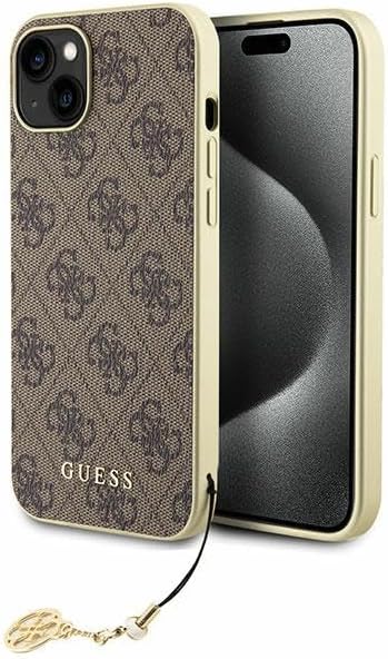 Guess iPhone 15 Plus - 4G Charms Collection Θήκη με Επένδυση Συνθετικού Δέρματος - Brown - GUHCP15MGF4GBR