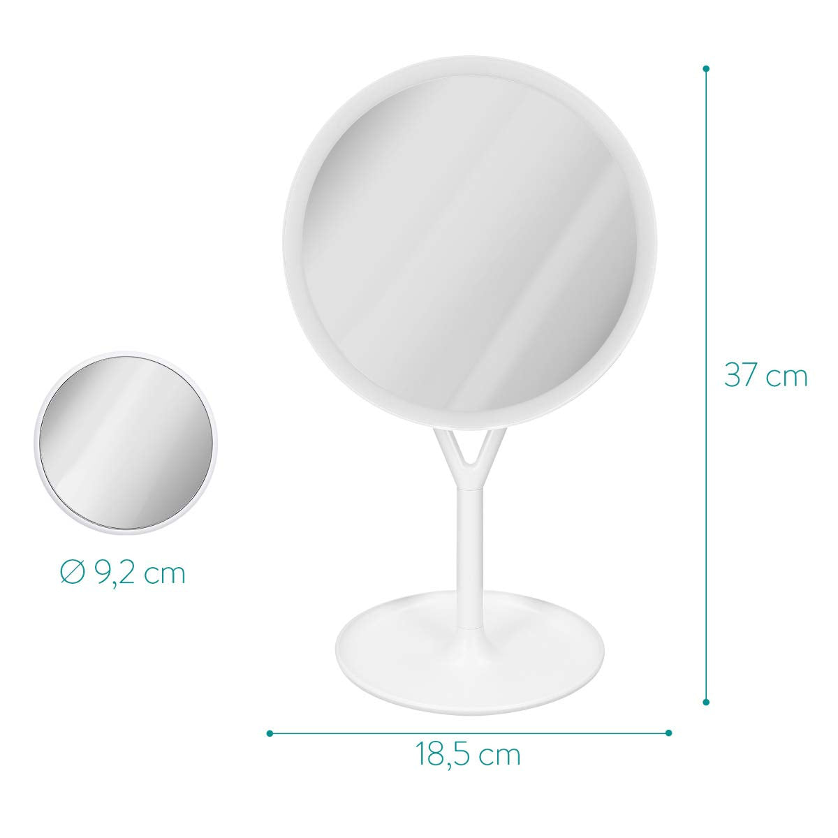 Navaris Περιστρεφόμενος Φωτιζόμενος Καθρέπτης LED με Πρόσθετο Καθρέπτη - White - 48931.48