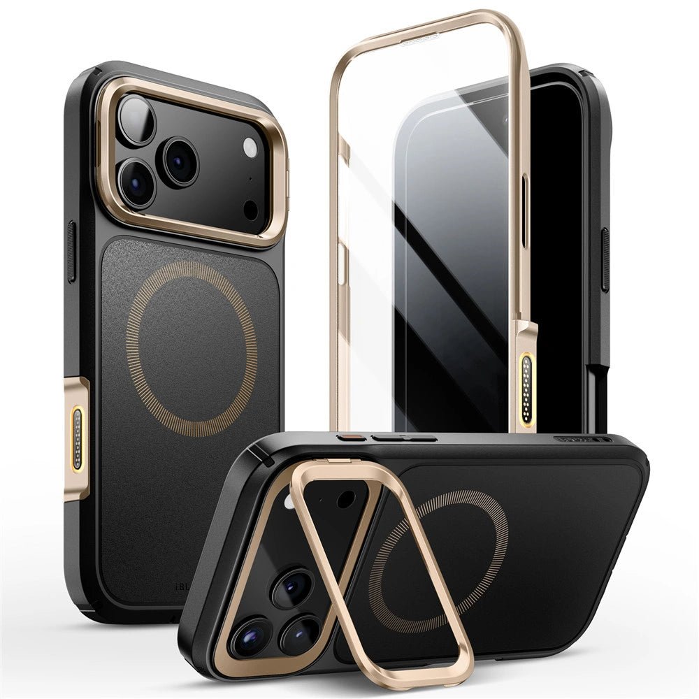 Supcase iPhone 17 Pro Max - IBLSN Ares Flip Mag - MagSafe Σκληρή Θήκη με Πλαίσιο Σιλικόνης και Προστασία Οθόνης και Stand - Desert Gold