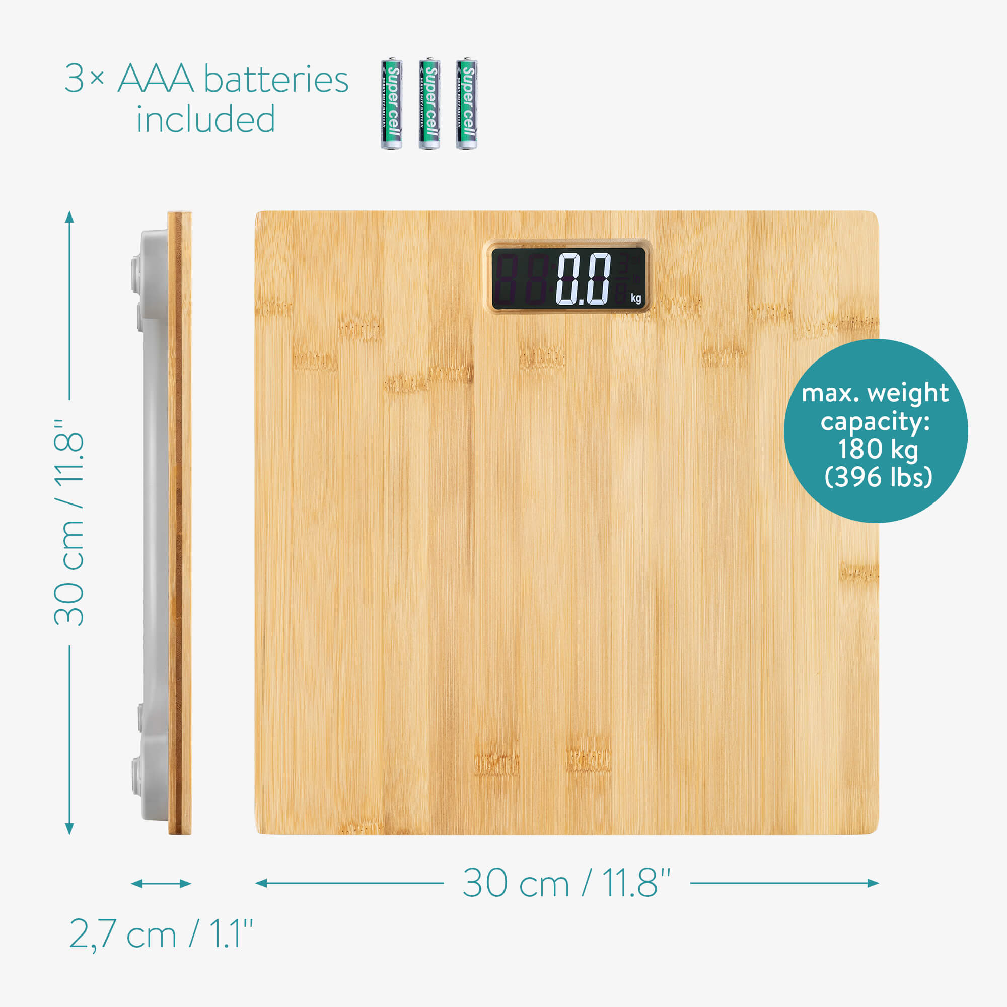 Navaris Ψηφιακή Ζυγαριά Μπάνιου από Μπαμπού - Light Brown - 54697.24