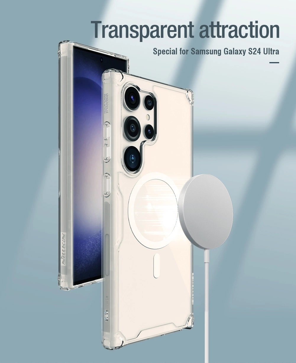 Nillkin Samsung Galaxy S24 Ultra Nature Pro Magnetic - Σκληρή Θήκη με Πλαίσιο Σιλικόνης και MagSafe - Διάφανη / White