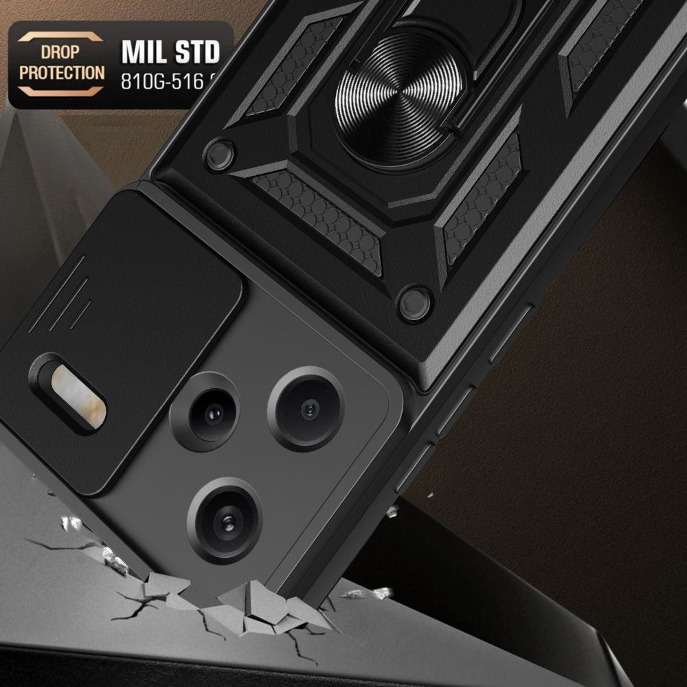 Tech-Protect Xiaomi Redmi Note 13 Pro+ 5G Camshield Pro Σκληρή Θήκη με Πλαίσιο Σιλικόνης και Δαχτυλίδι Συγκράτησης - Black