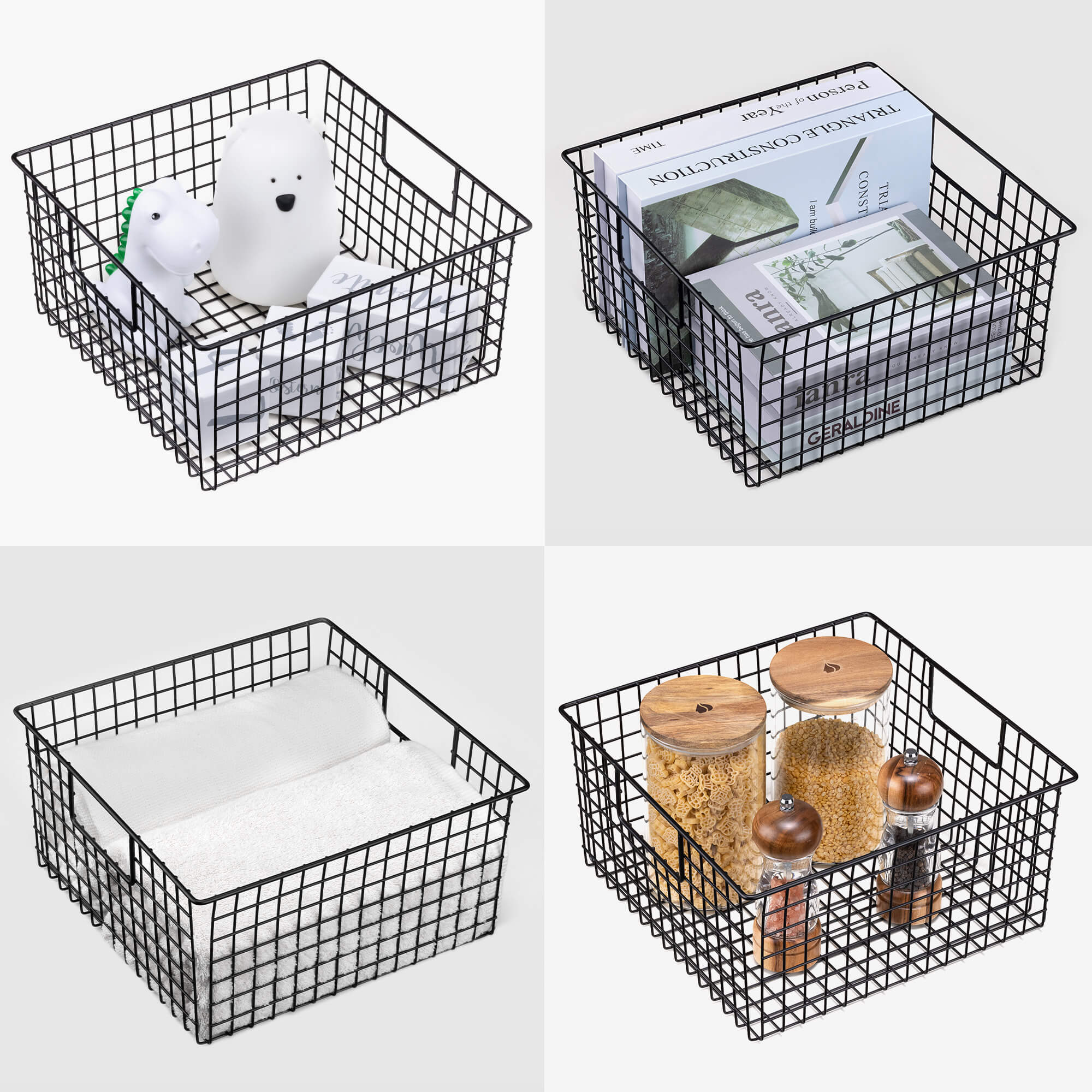 Navaris Σετ με 2 Μεταλλικά Καλάθια Αποθήκευσης - 30,5 x 30,5 x 15,2 cm - Black - 54570.01