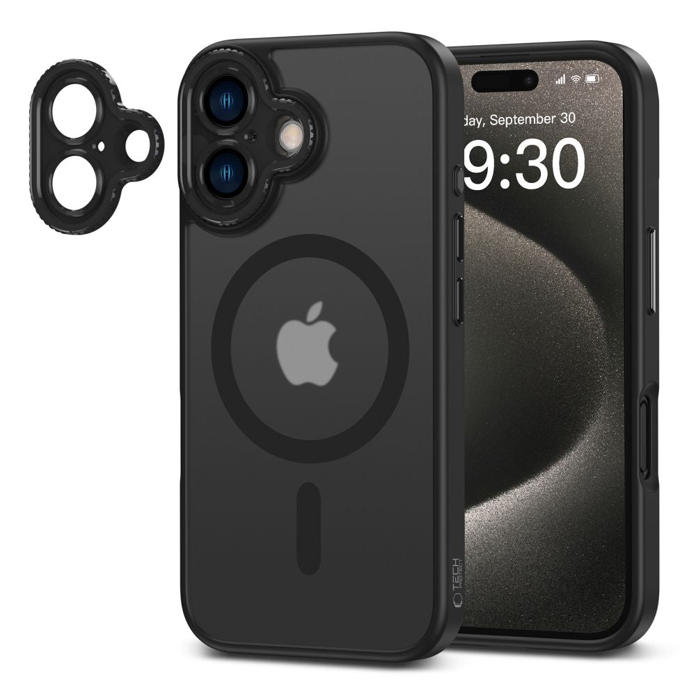 Tech-Protect iPhone 16 MagCam - MagSafe Σκληρή Θήκη με Πλαίσιο Σιλικόνης και Προστασία Κάμερας - Matte Black