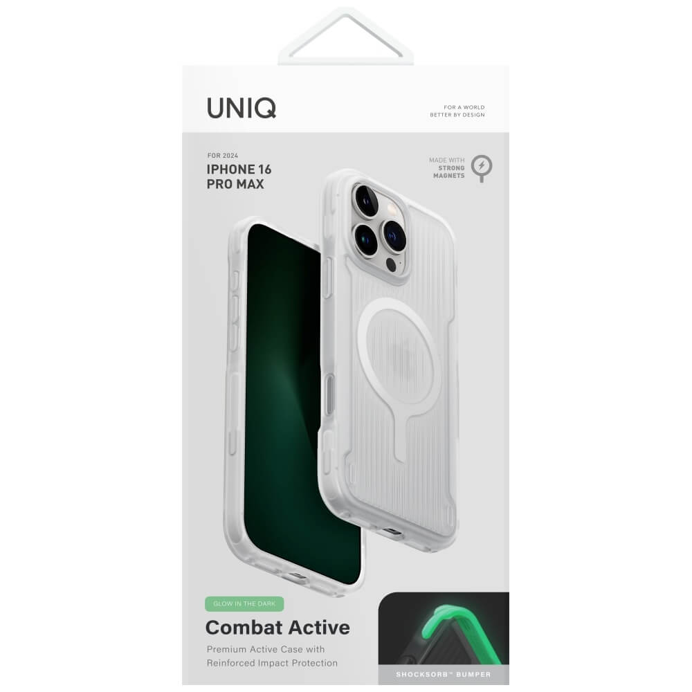 Uniq iPhone 16 Pro Max Combat Active MagClick Charging - Σκληρή Θήκη με Πλαίσιο Σιλικόνης και MagSafe - Lume White