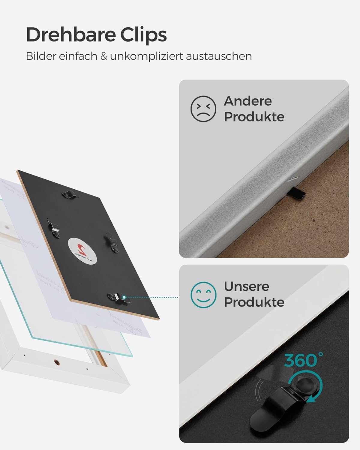 Songmics Κορνίζα Τοίχου Κολάζ για 12 Φωτογραφίες - White - RPF22WT