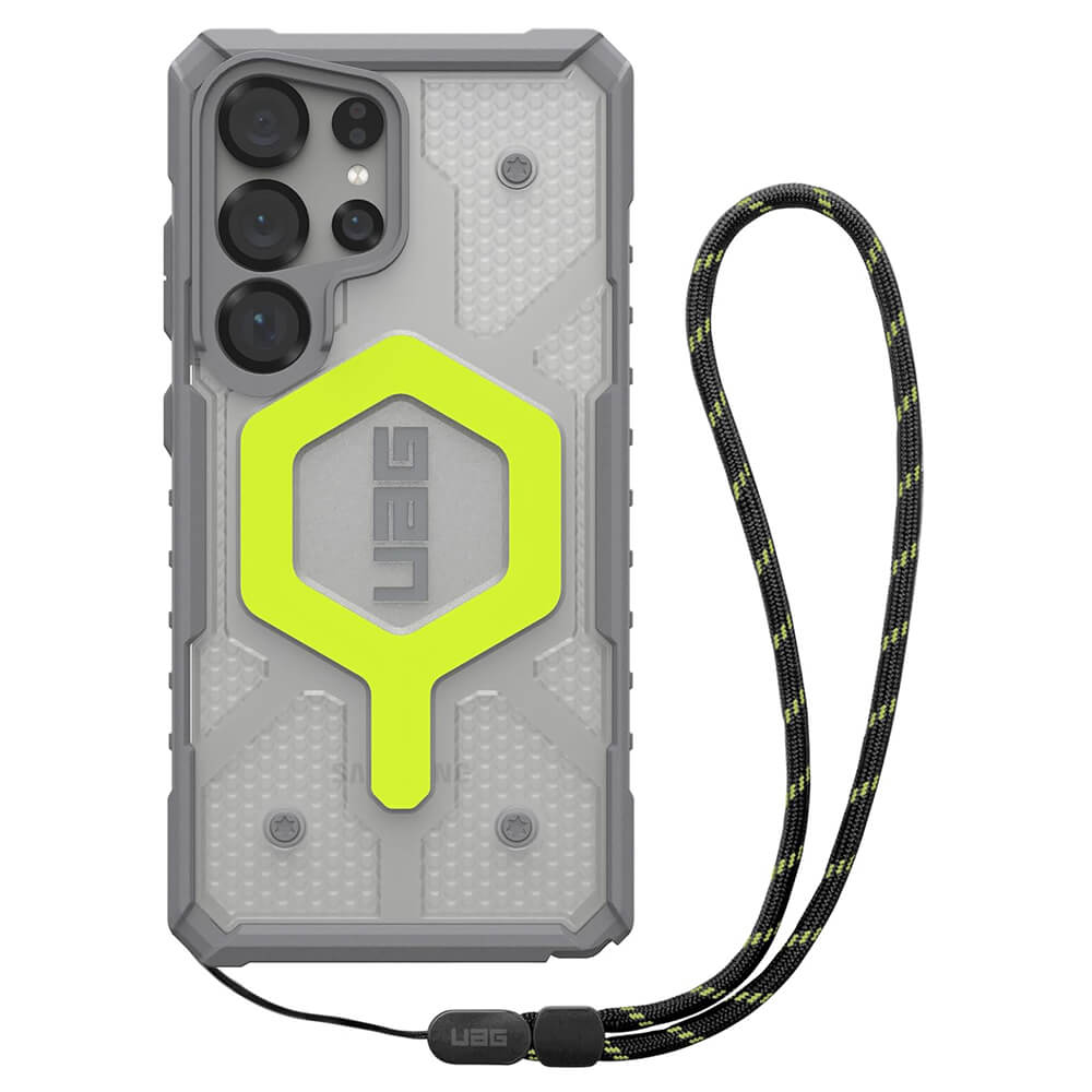 UAG Samsung Galaxy S25 Ultra Pathfinder Clear MagSafe Σκληρή Θήκη με MagSafe και Λουράκι - Active Neon Lanyard
