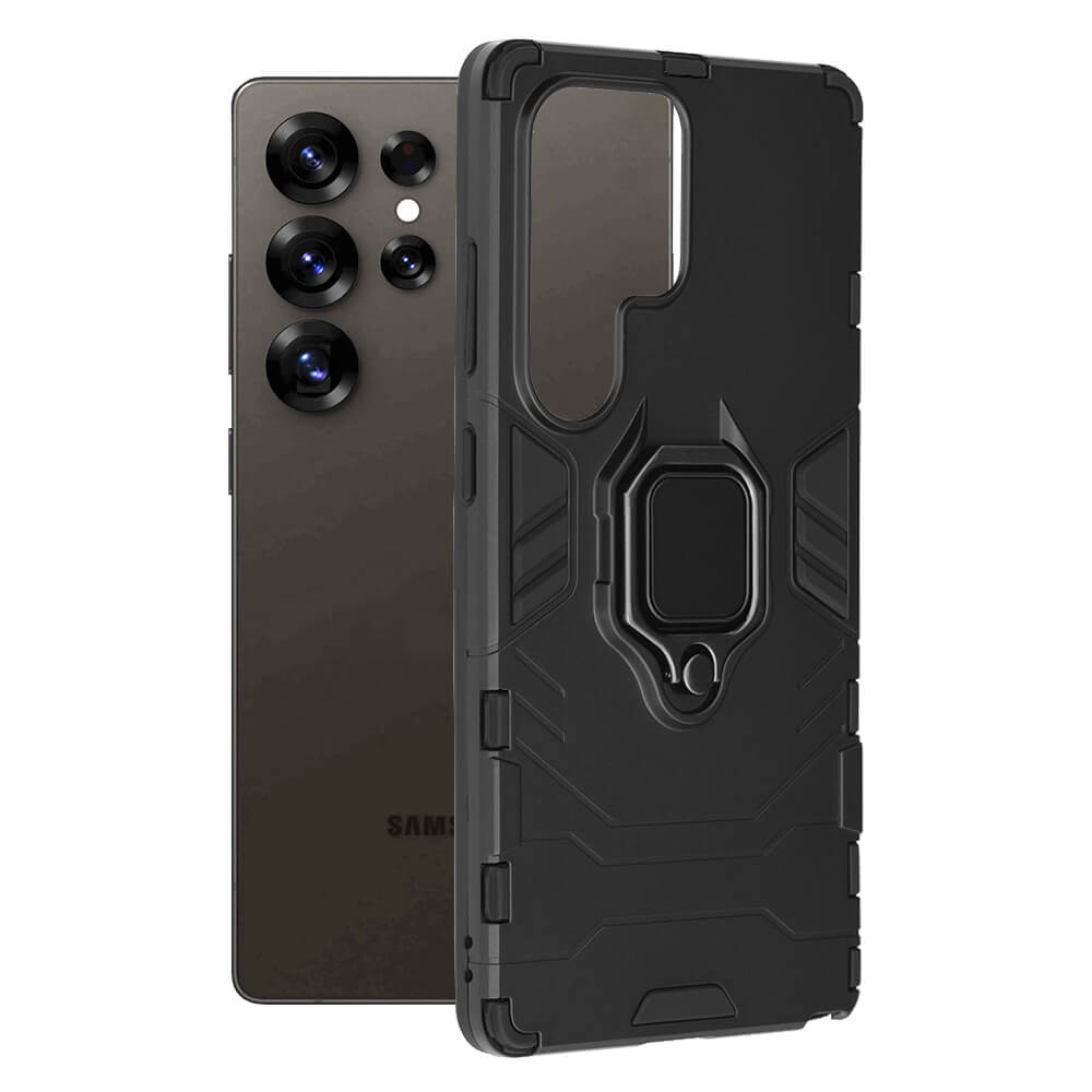 Techsuit Samsung Galaxy S25 Ultra - Silicone Shield - Σκληρή Θήκη με Δαχτυλίδι Συγκράτησης - Black