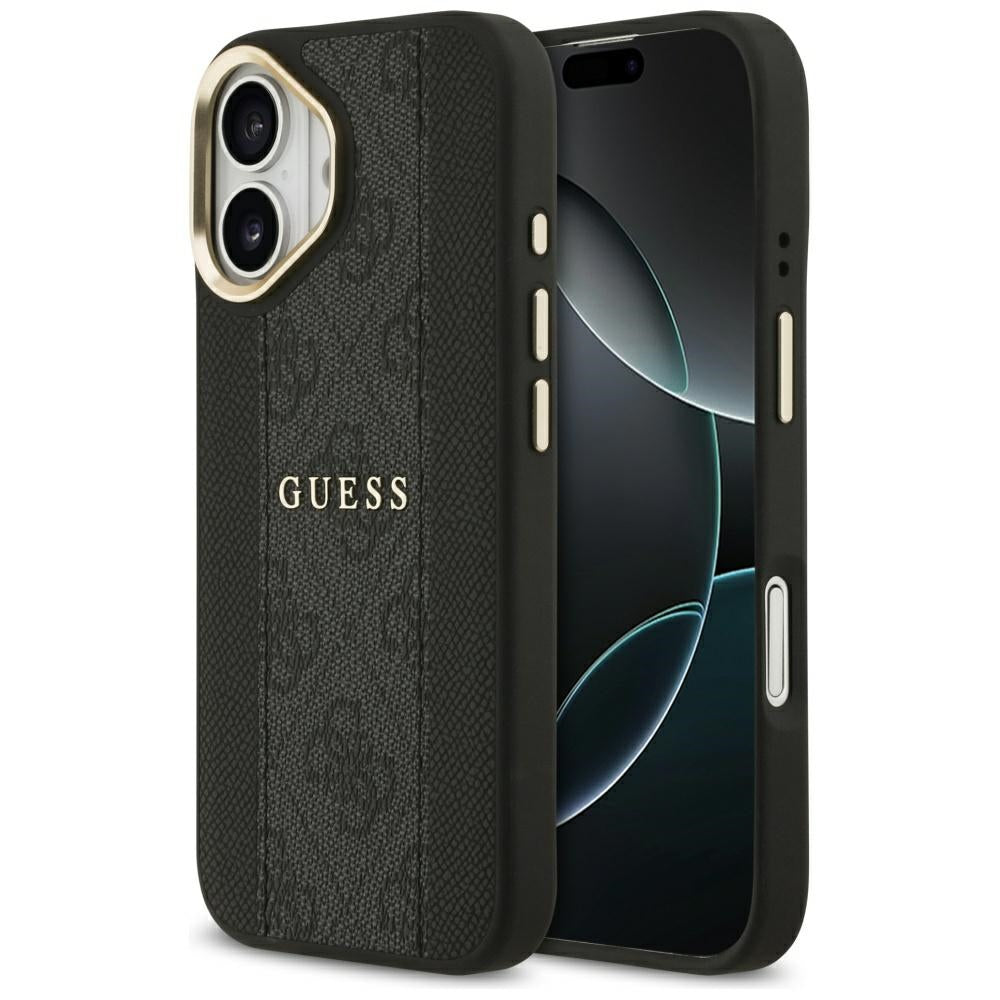 Guess iPhone 17 - 4G Stripe MagSafe - Θήκη με Επένδυση Συνθετικού Δέρματος - Black - GUHMP17SPG4SEMCK