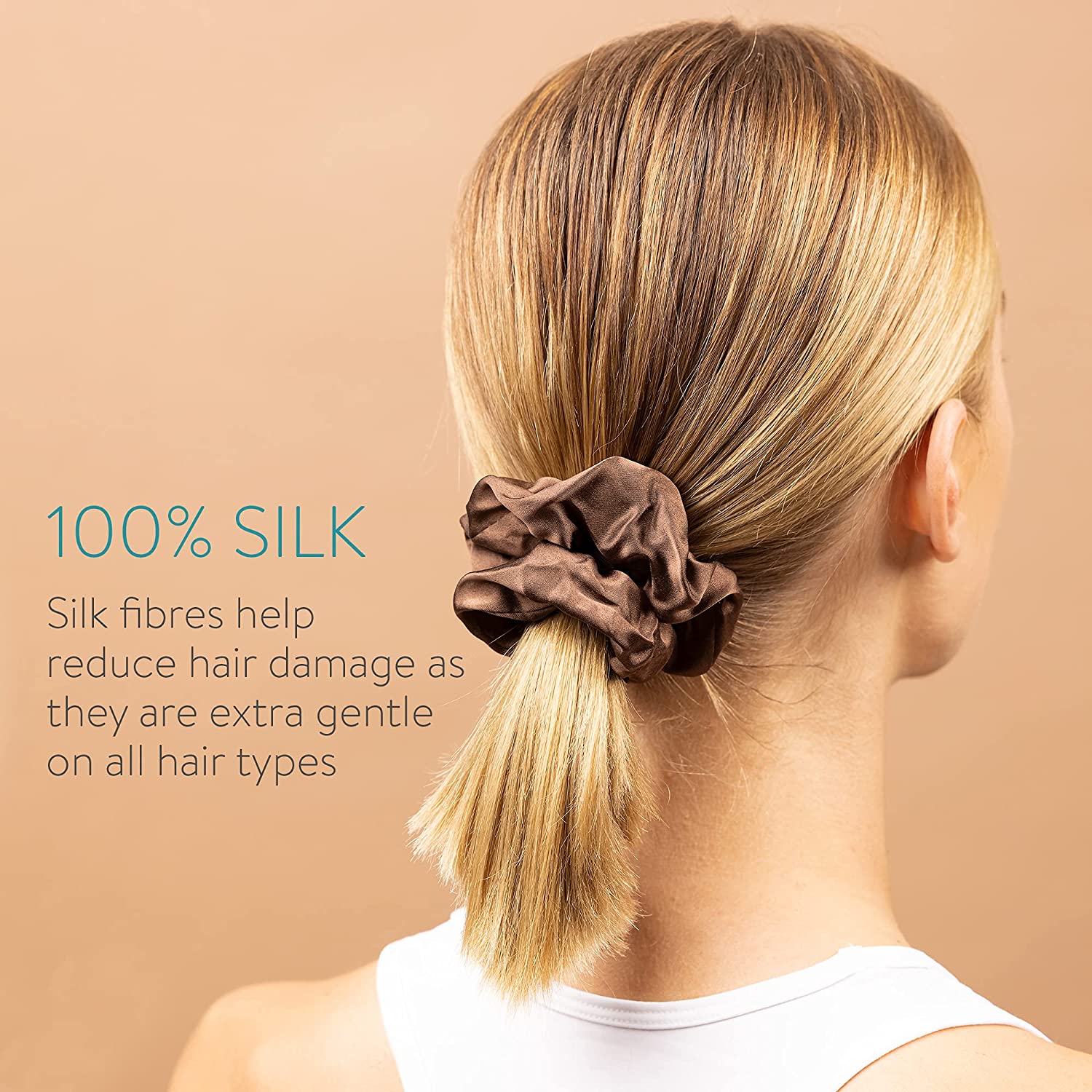 Navaris Σετ με 2 Μεταξωτά Scrunchies Λαστιχάκια Μαλλιών - Beige / Brown - 50258.02.15