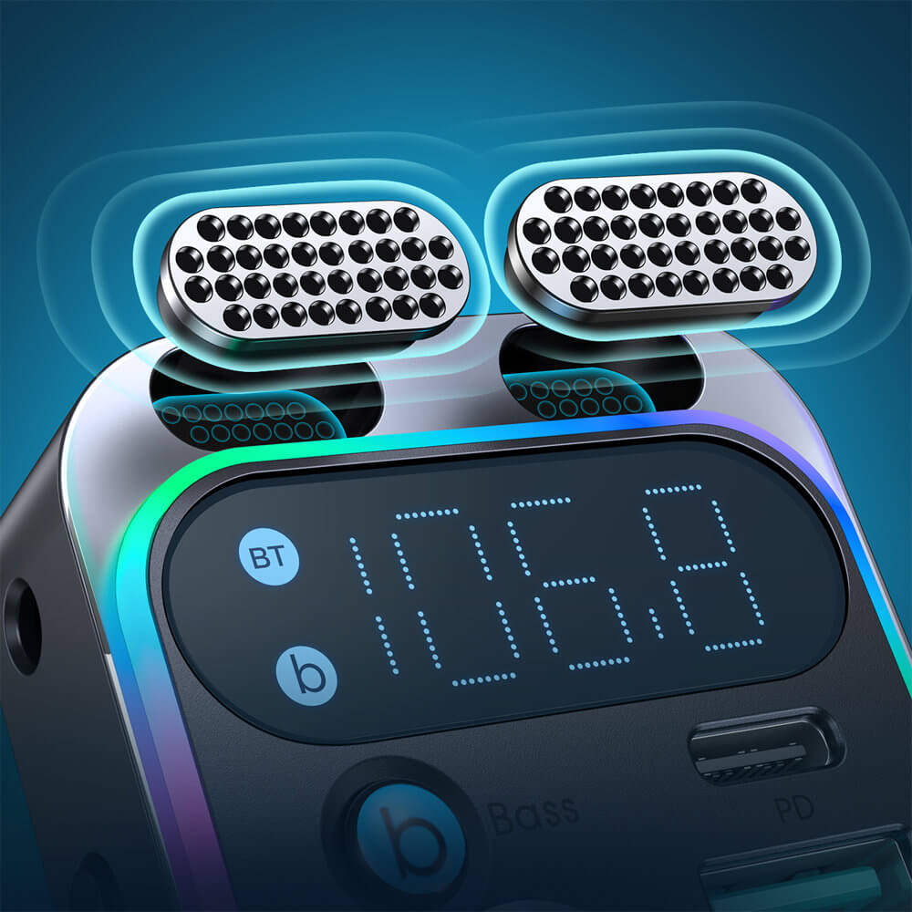 Joyroom JR-CL16 Bluetooth 5.0 FM Transmitter για Αναπαραγωγή Μουσικής / Κλήσεις / Φόρτιση Κινητών στο Αυτοκίνητο 48W - Black