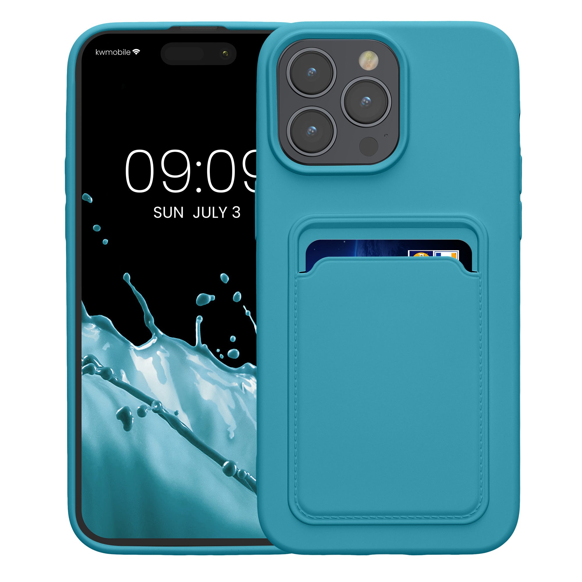 KW iPhone 15 Pro Max Θήκη Σιλικόνης TPU με Υποδοχή για Κάρτα - Light Blue Matte