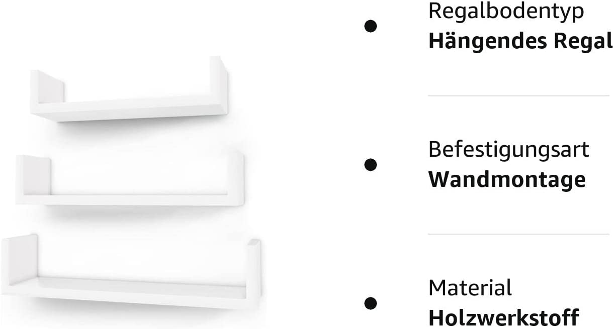 Songmics Σετ 3 Ράφια Διαφορετικού Μεγέθους - White - LWS40WT