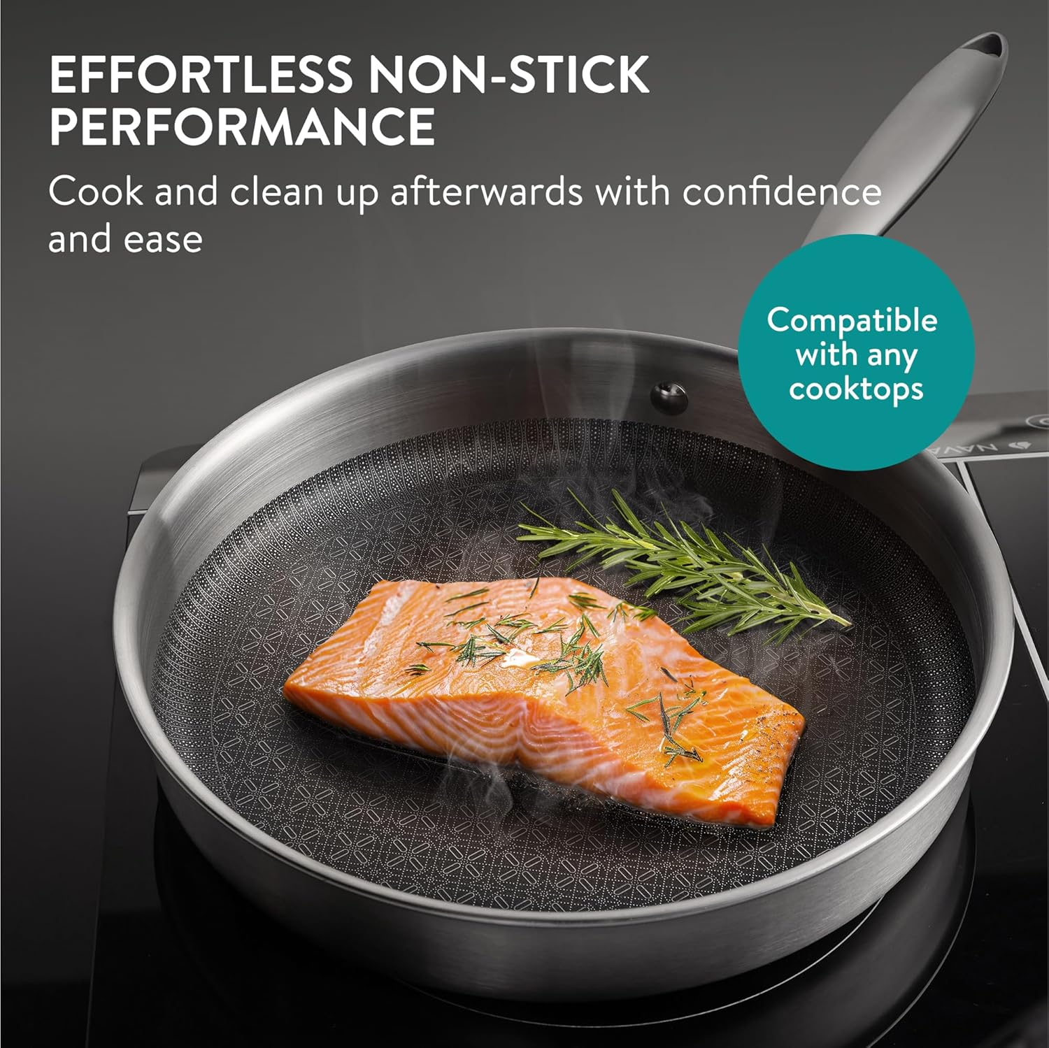 Navaris Ανοξείδωτο Τηγάνι με Γυάλινο Καπάκι - 25 cm - Silver