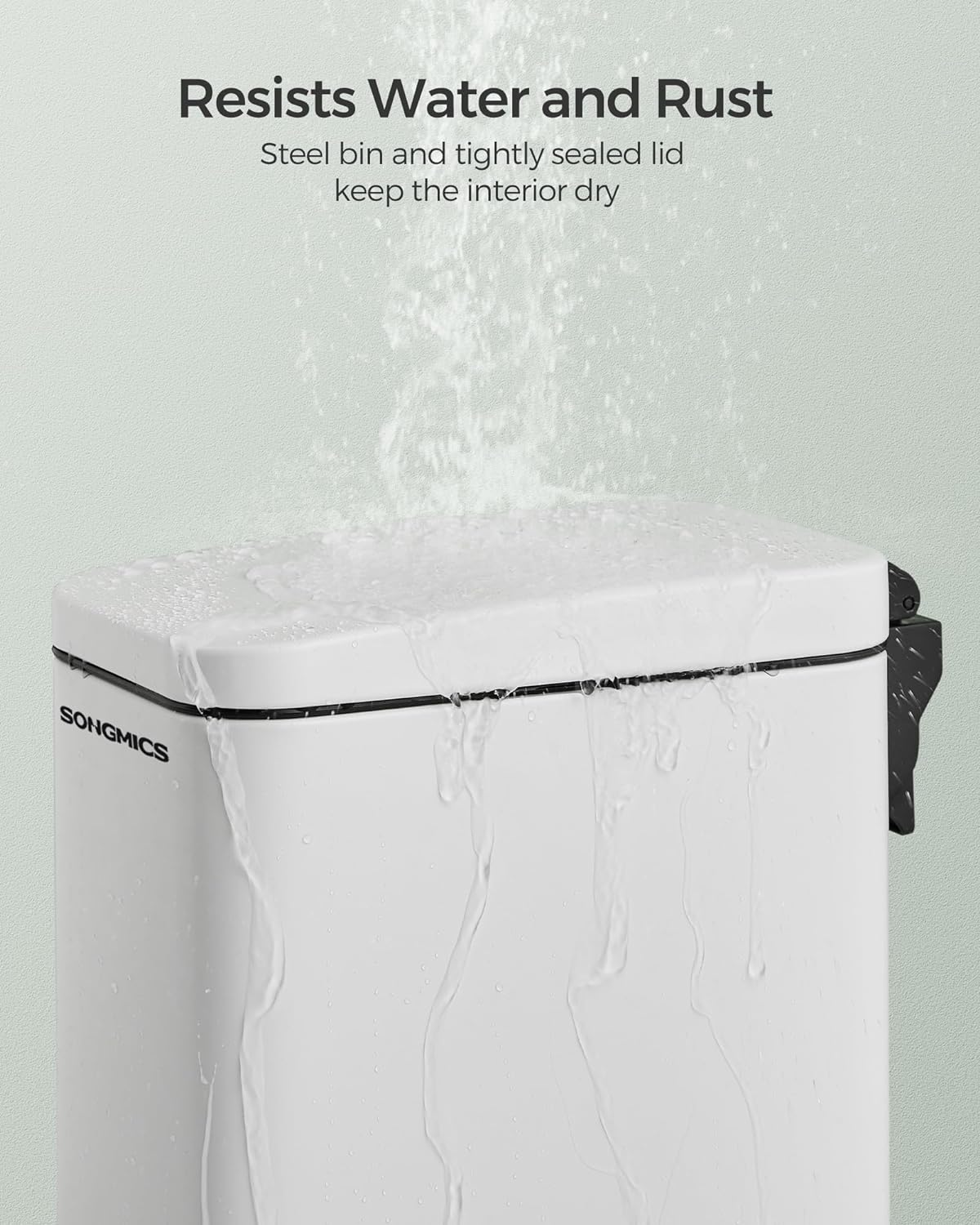 Songmics Κάδος Απορριμμάτων για το Μπάνιο - 10L - White - LTB561W10