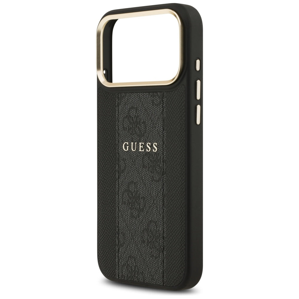 Guess iPhone 17 Pro Max - 4G Stripe MagSafe - Θήκη με Επένδυση Συνθετικού Δέρματος - Black - GUHMP17XPG4SEMCK