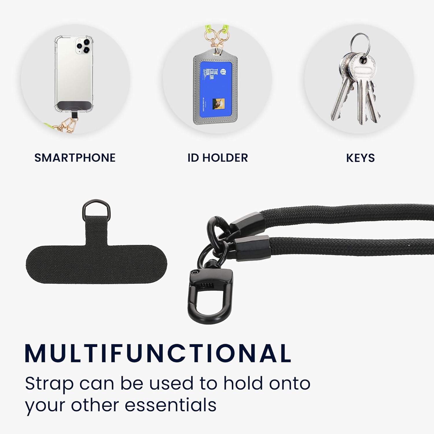 KW iPhone 15 Pro Θήκη Σιλικόνης TPU με Λουράκι - Διάφανη / Black