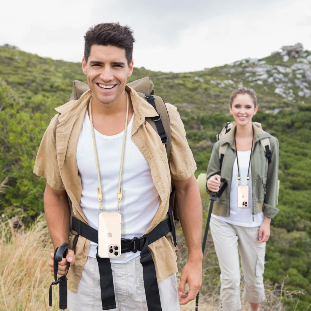 Tech-Protect iPhone 16e Flexair Chain MagSafe Σκληρή Θήκη με Πλαίσιο Σιλικόνης και 2 Λουράκια - Διάφανη - Black / Taupe