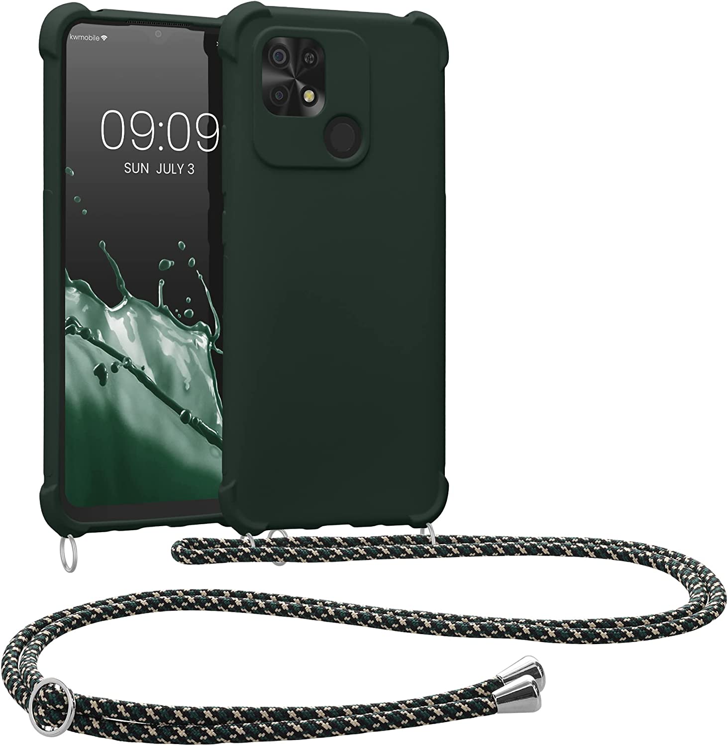 KW Xiaomi Redmi 10C Θήκη Σιλικόνης TPU με Λουράκι - Moss Green - 59233.169