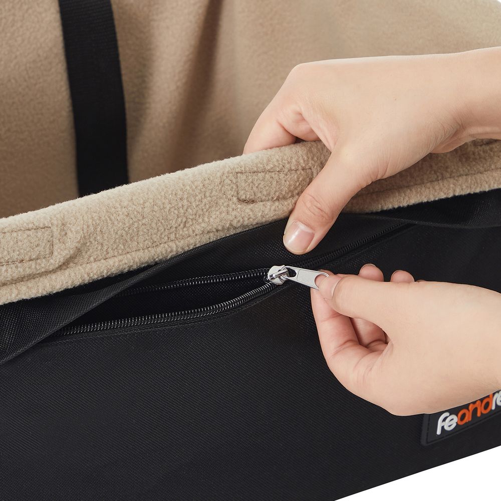 Feandrea Ανοιχτό Κάθισμα Αυτοκινήτου για Μικρόσωμους Σκύλους - Black / Beige - PBS042B01