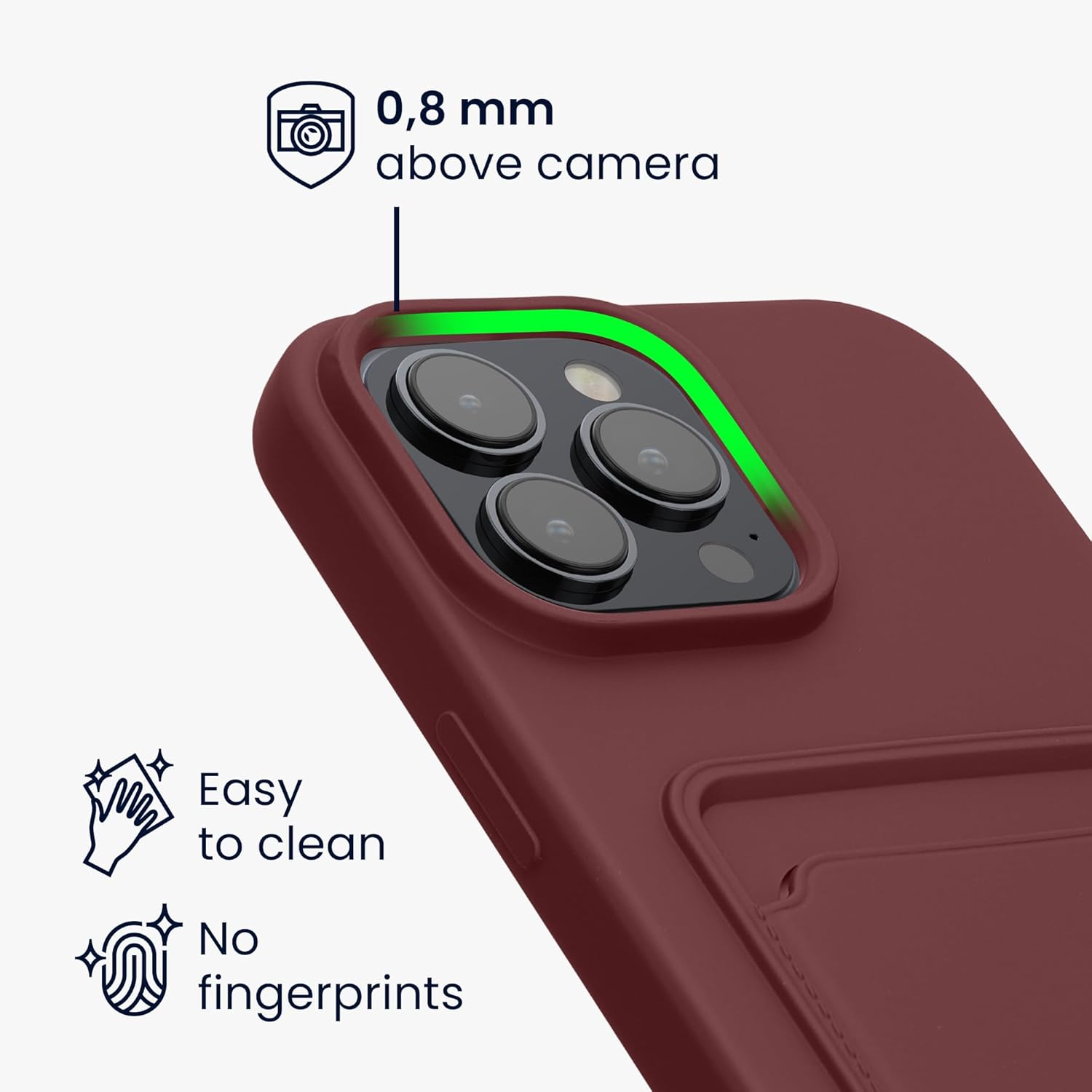 KW iPhone 16 Pro Max Θήκη Σιλικόνης TPU με Υποδοχή για Κάρτα - Tawny Red