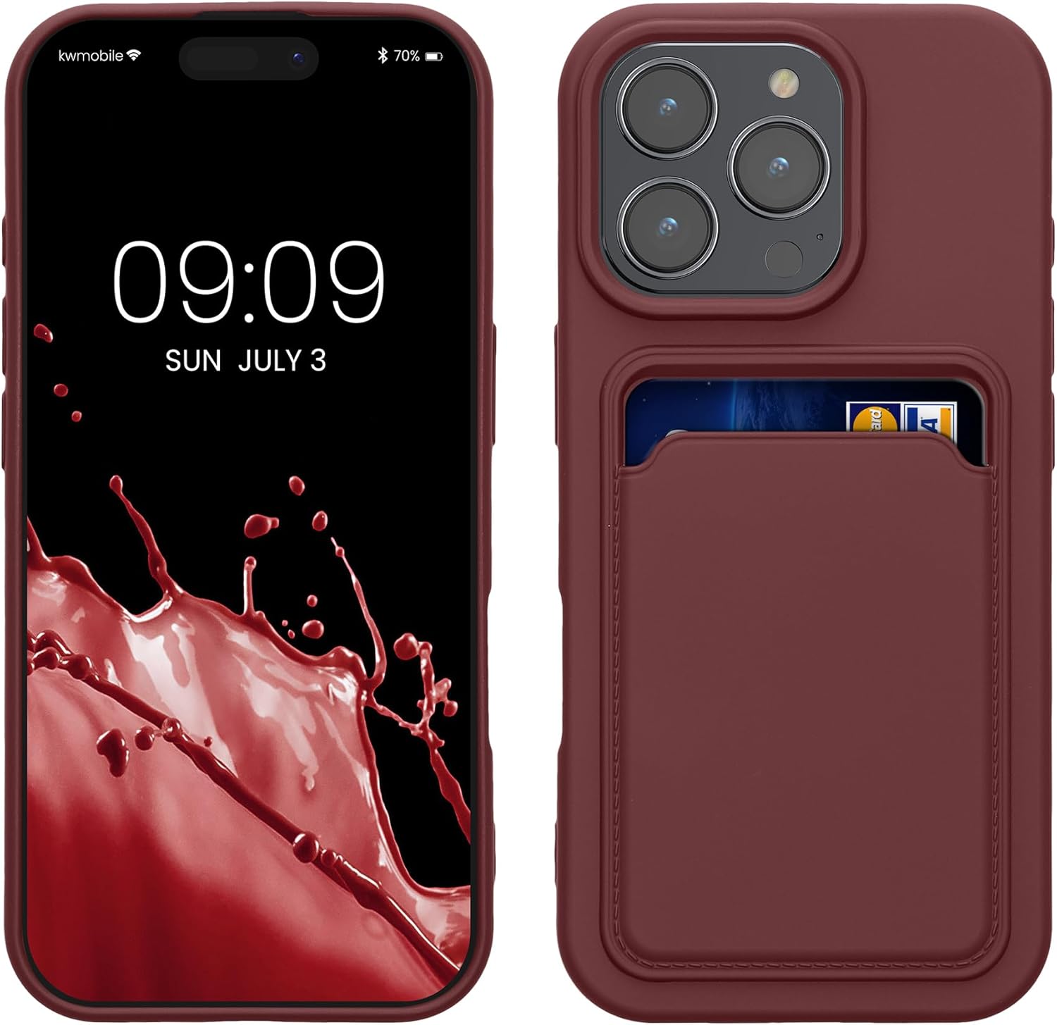 KW iPhone 16 Pro Θήκη Σιλικόνης TPU με Υποδοχή για Κάρτα - Tawny Red