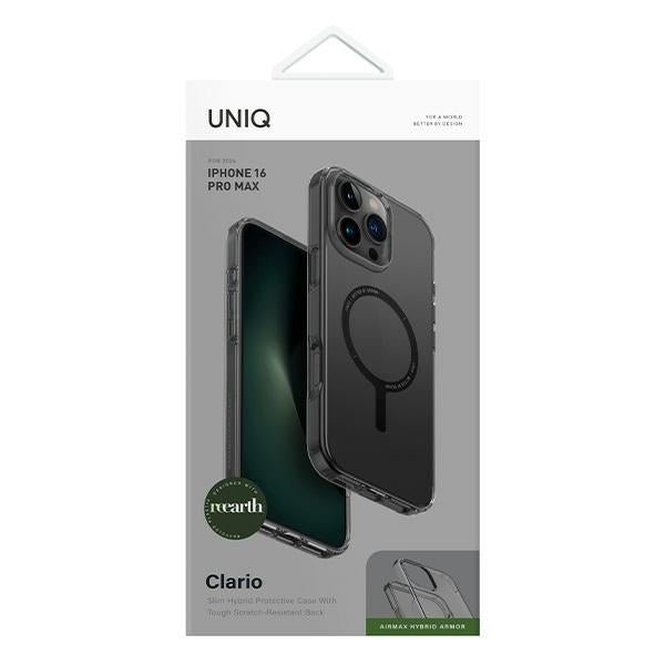 Uniq iPhone 16 Pro Max Clario Eco - Friendly Σκληρή Θήκη με Πλαίσιο Σιλικόνης και MagSafe - Ημιδιάφανη / Smoke