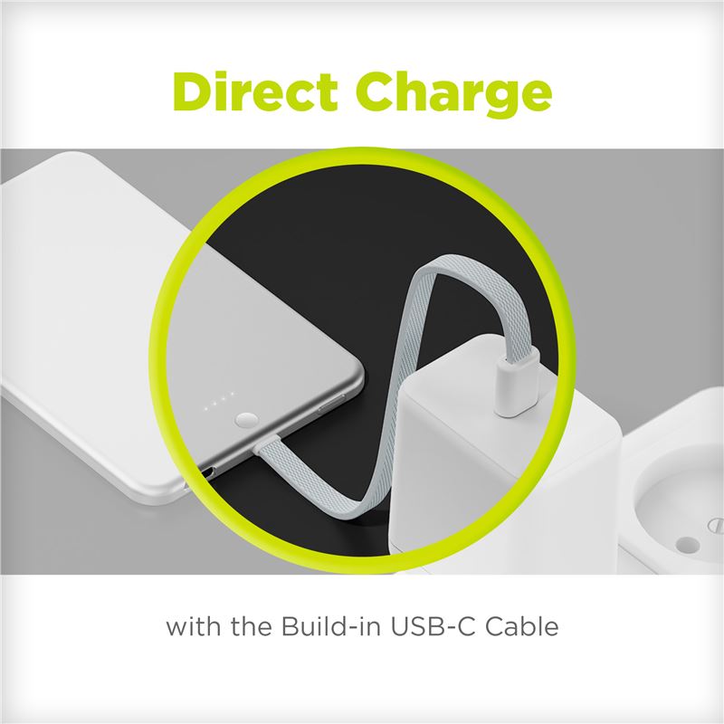 Mobile Origin Origin Blade PowerBank 3000mAh με Ενσωματωμένο Καλώδιο Type-C και Type-C to Type-C Καλώδιο - Silver