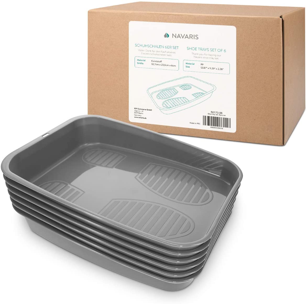 Navaris Σετ με 6 Θήκες Στεγνώματος Παπουτσιών - Αnthracite - 50173.06