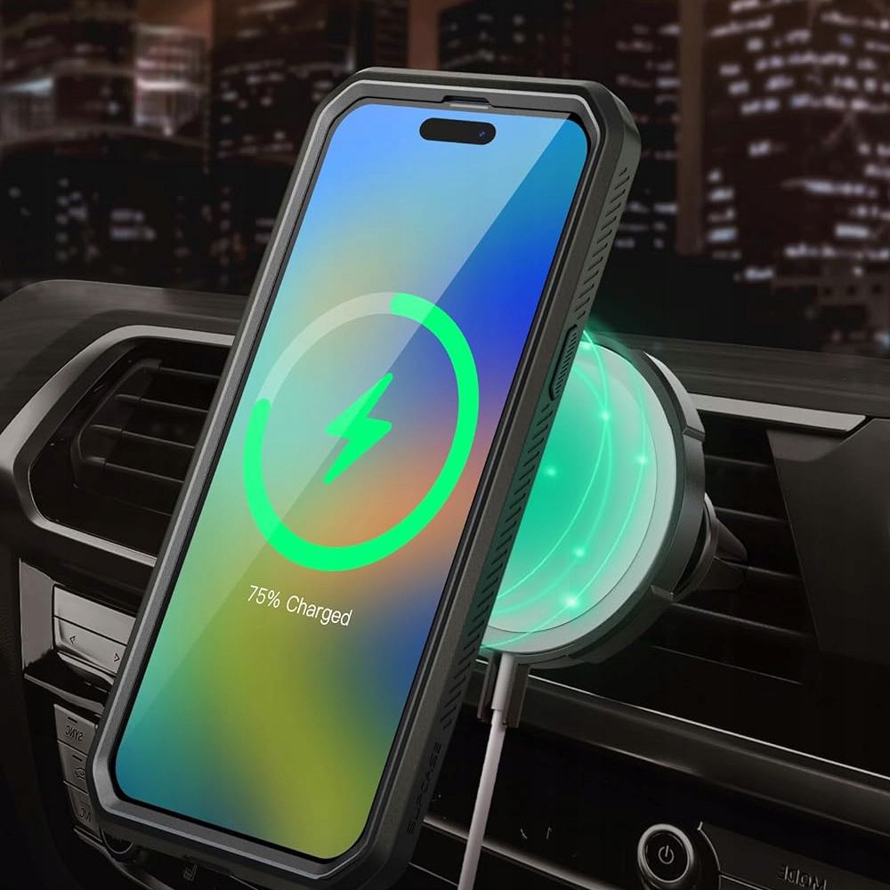 Supcase iPhone 15 UB Pro Mag Σκληρή Θήκη με Προστασία Οθόνης και Stand με Magsafe - Black