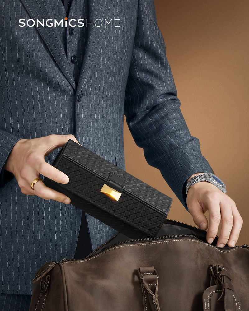 Songmics Θήκη Αποθήκευσης Pολογιών Ταξιδίου - Ink Black - JWB027B01