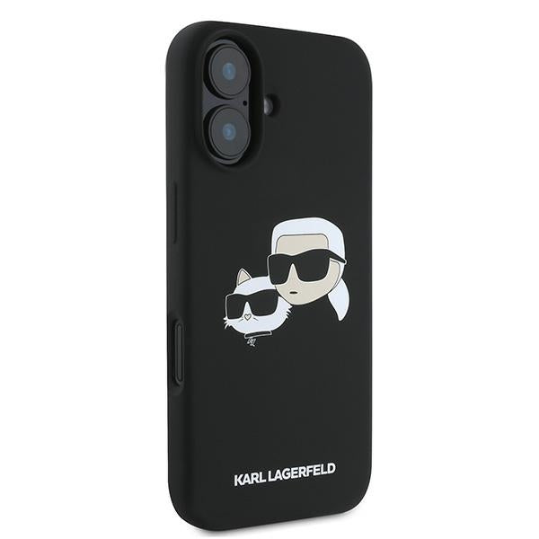 Karl Lagerfeld iPhone 16 Plus - Silicone Double Heads Print - Θήκη Σιλικόνης με MagSafe - Black - KLHMP16MSKCHPPLK
