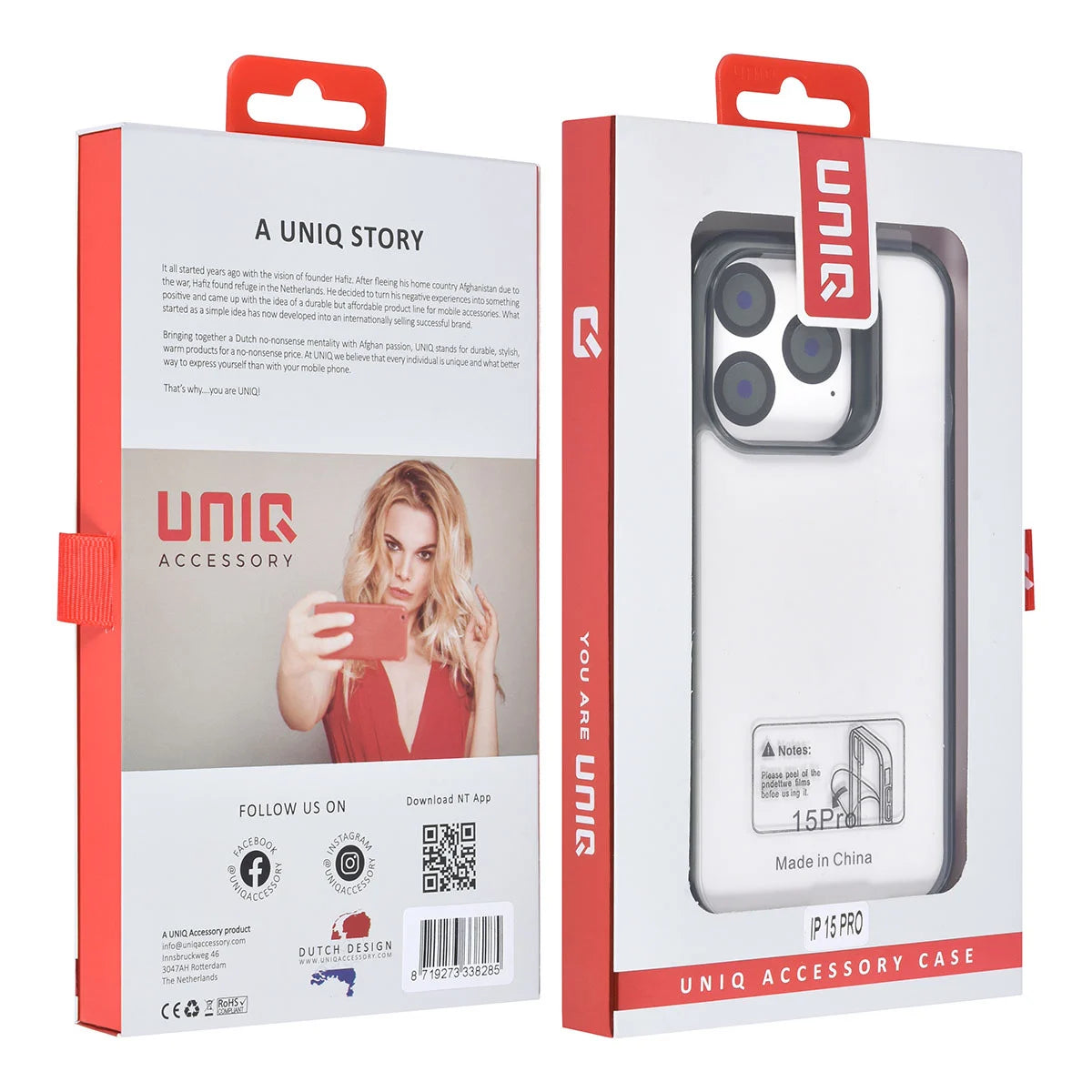 Tuniq iPhone 15 Pro - Σκληρή Θήκη με Πλαίσιο Σιλικόνης - Ημιδιάφανο Μαύρο / Διάφανο