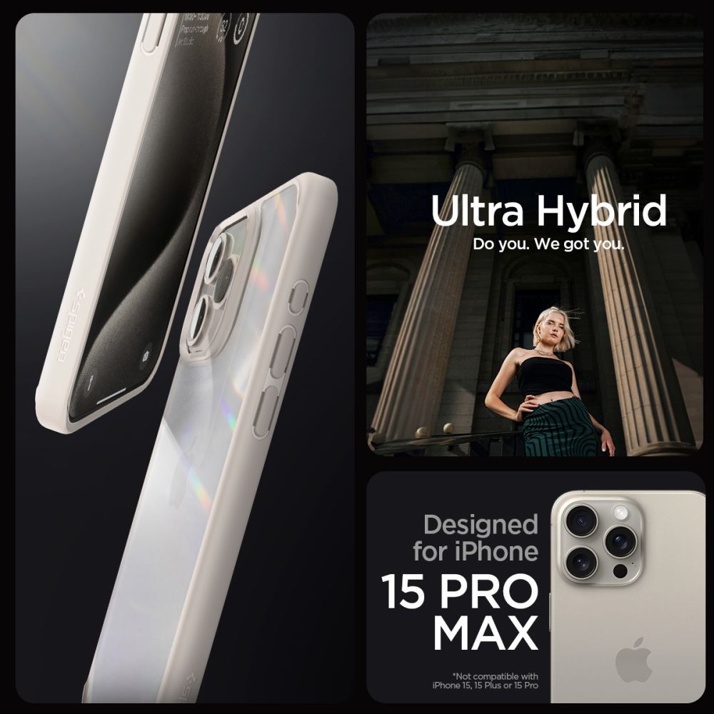 Spigen iPhone 15 Pro Ultra Hybrid Σκληρή Θήκη με Πλαίσιο Σιλικόνης - Natural Titanium