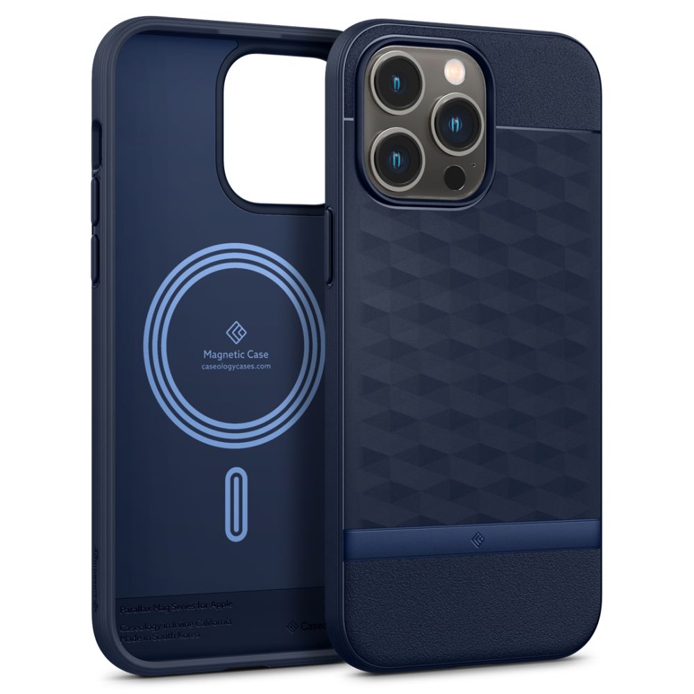 Caseology iPhone 14 Pro Max Parallax Mag Θήκη Σιλικόνης με Σκληρό Πλαίσιο και MagSafe - Midnight Blue