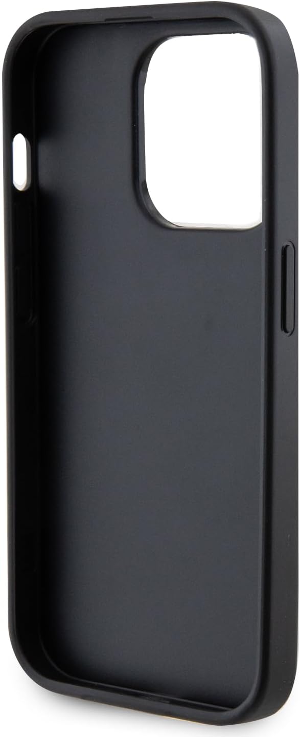 Guess iPhone 15 Pro Max 4G Strass Metal Logo Θήκη με Επένδυση Συνθετικού Δέρματος - Black - GUHCP15XPS4DGPK