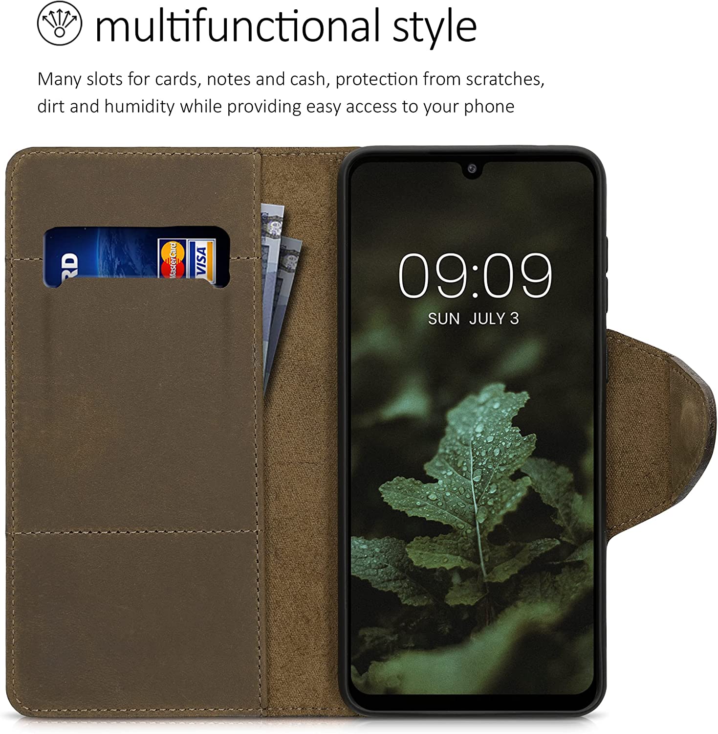 Kalibri Samsung Galaxy A33 5G Θήκη Πορτοφόλι Stand από Γνήσιο Δέρμα - Brown - 58320.05