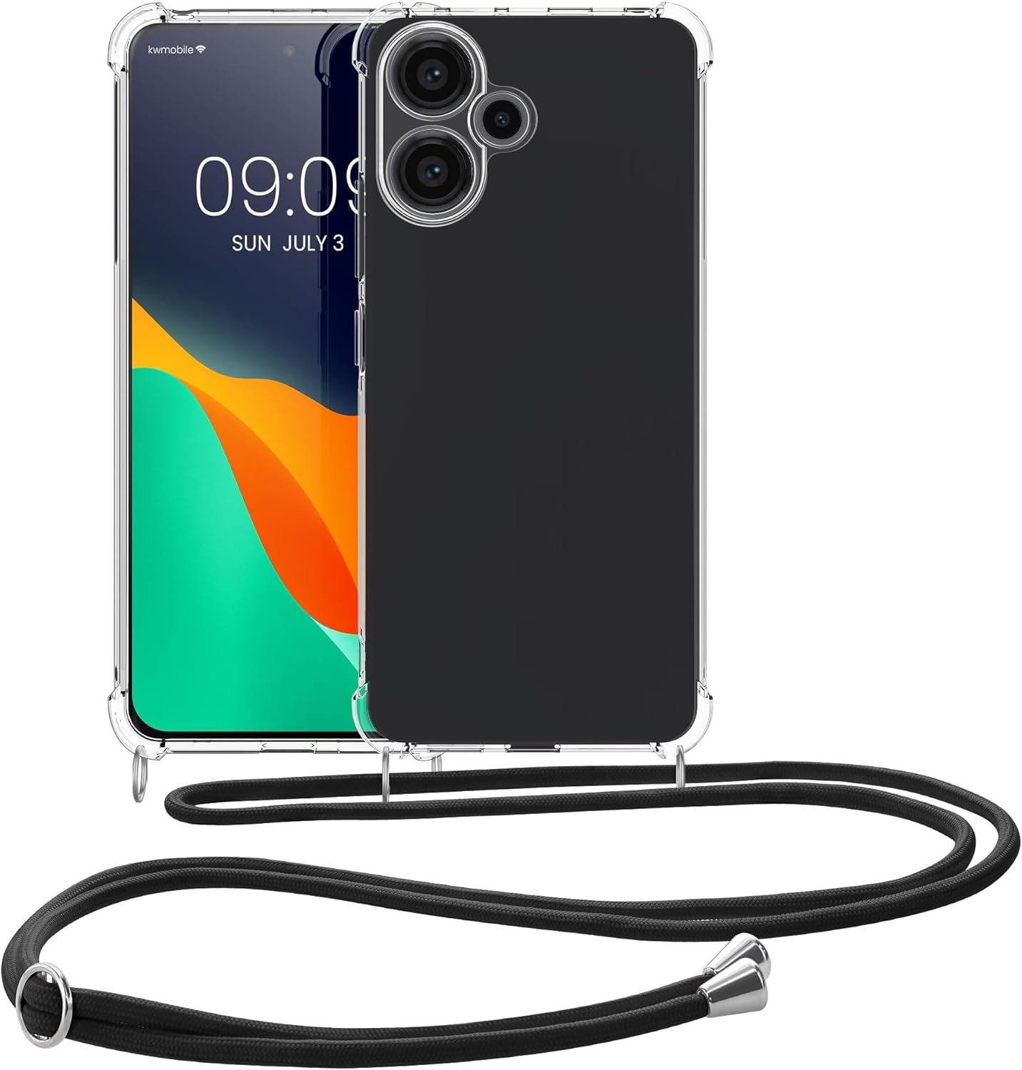 KW Xiaomi Redmi Note 13 Pro+ 5G Θήκη Σιλικόνης TPU με Λουράκι - Διάφανη / Black