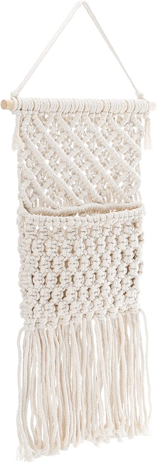 Navaris Κρεμαστό Διακοσμητικό Macrame με Θήκη Αποθήκευσης - 70 x 30 cm - Beige - 56946.01