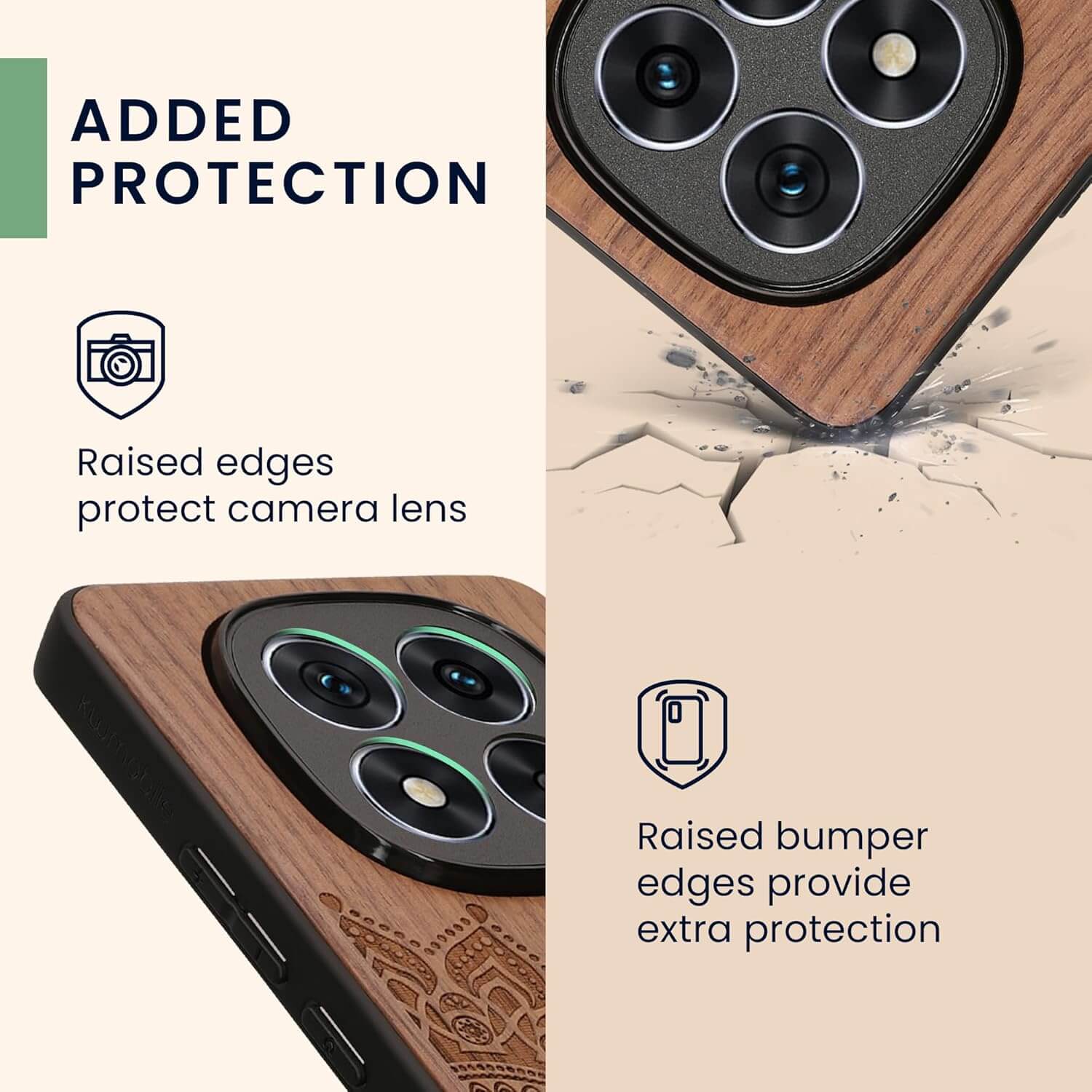 KW Xiaomi Redmi Note 14 Pro+ 5G Θήκη από Φυσικό Ξύλο - Design Rising Sun - Dark Brown