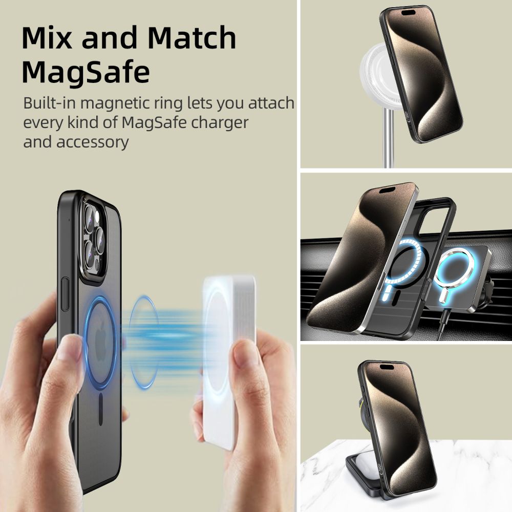 Tech - Protect iPhone 16 Pro MagEdge - Σκληρή Θήκη με Πλαίσιο Σιλικόνης και MagSafe - Matte Black / Gunmetal