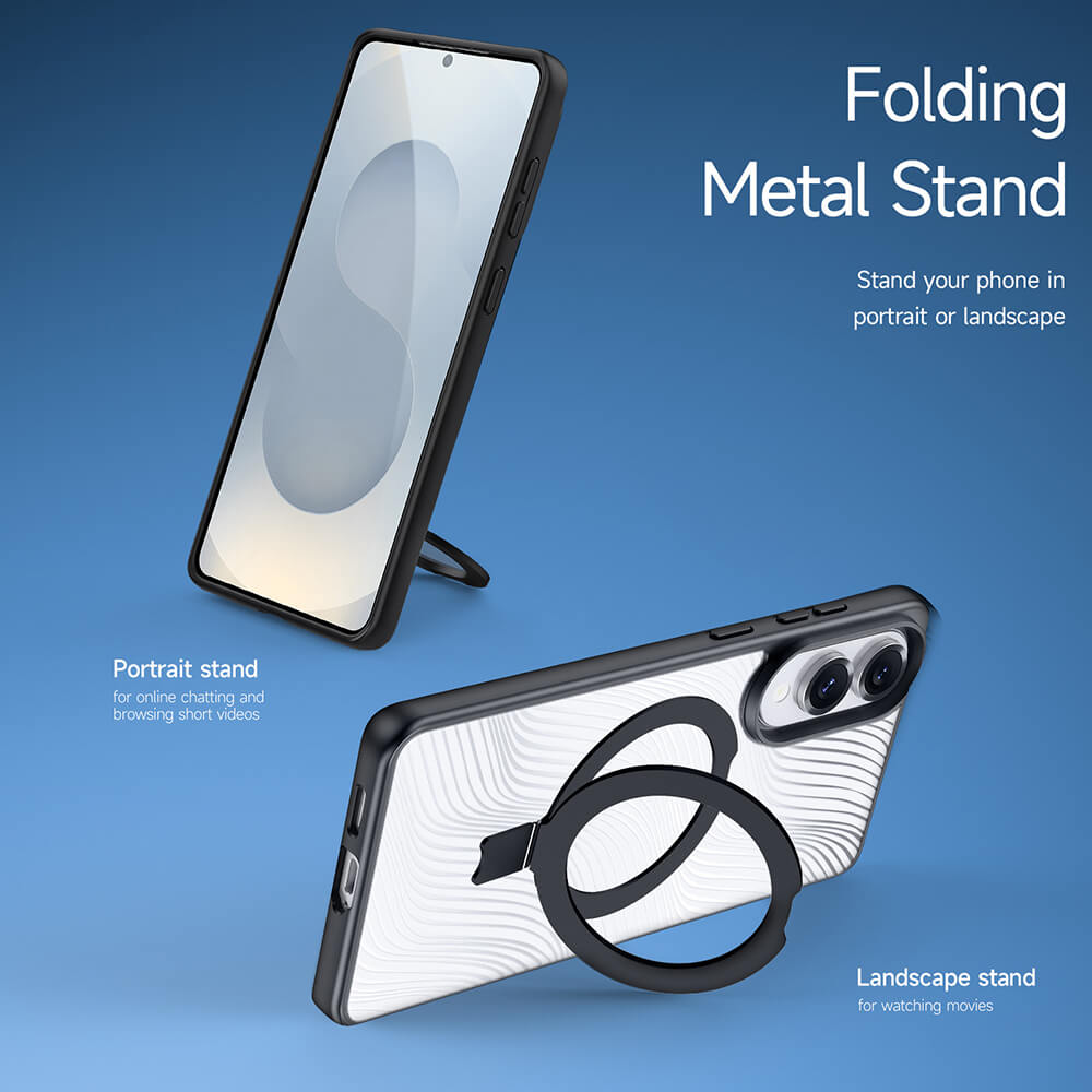 Dux Ducis Samsung Galaxy S25 Edge Aimo MagSafe Magnetic Stand Σκληρή Θήκη με Πλαίσιο Σιλικόνης και MagSafe - Black