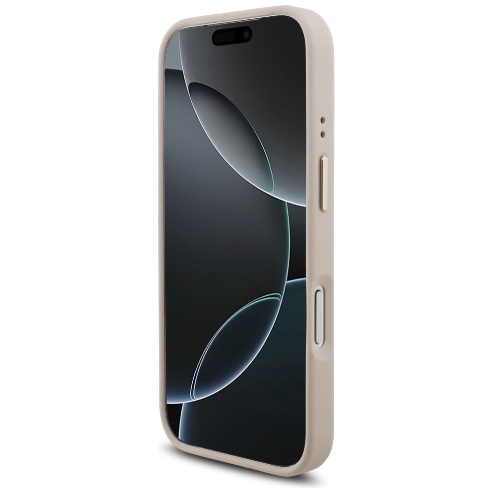 Guess iPhone 17 Pro - 4G Big 4G Classic Logo - Σκληρή Θήκη με Πλαίσιο Σιλικόνης και Επένδυση από Οικολογικό Δέρμα - Pink / Gold - GUHCP17L4GMGCPI