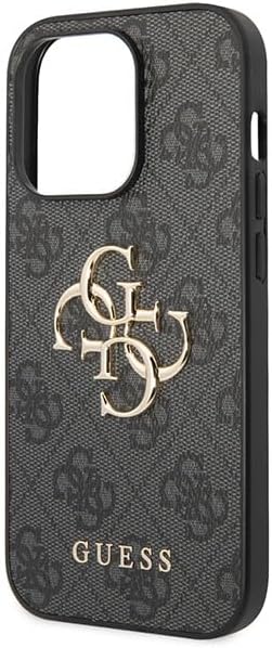 Guess iPhone 15 Pro - 4G Big Metal Logo Θήκη με Επένδυση Συνθετικού Δέρματος - Grey - GUHCP15L4GMGGR